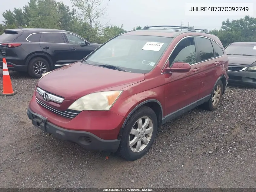 2007 Honda Cr-V Ex-L VIN: JHLRE48737C092749 Lot: 45690591