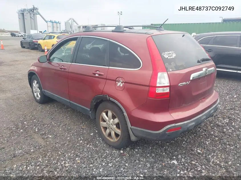 2007 Honda Cr-V Ex-L VIN: JHLRE48737C092749 Lot: 45690591