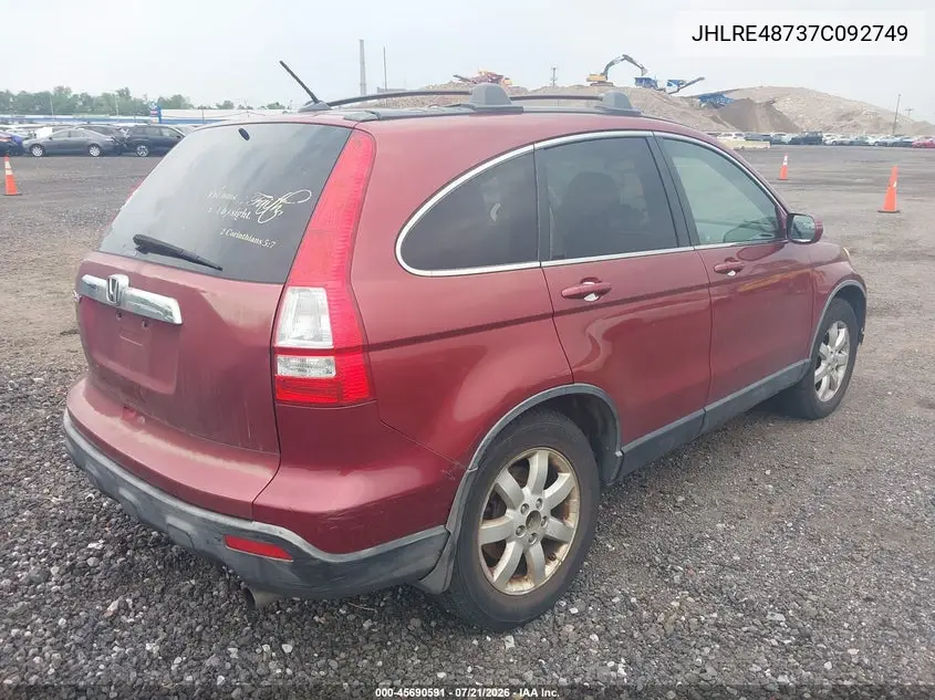 2007 Honda Cr-V Ex-L VIN: JHLRE48737C092749 Lot: 45690591