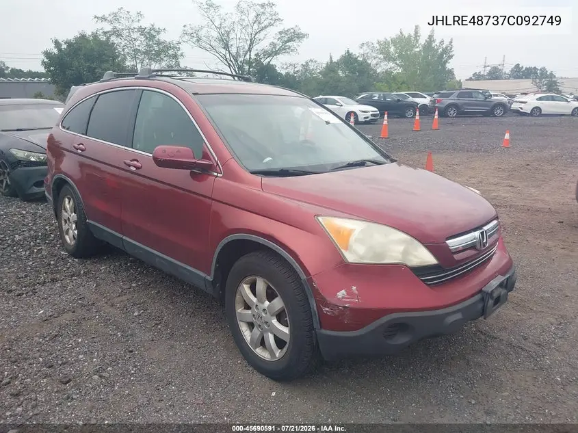 2007 Honda Cr-V Ex-L VIN: JHLRE48737C092749 Lot: 45690591