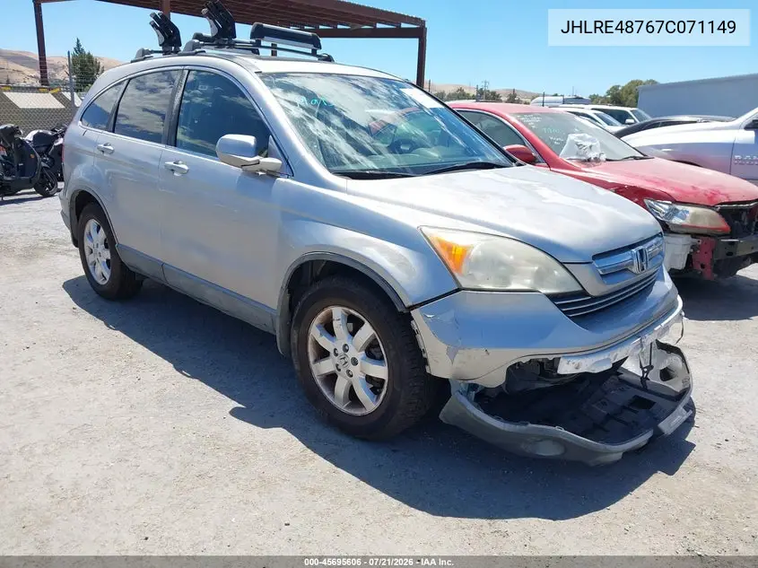 2007 Honda Cr-V Ex-L VIN: JHLRE48767C071149 Lot: 45695606
