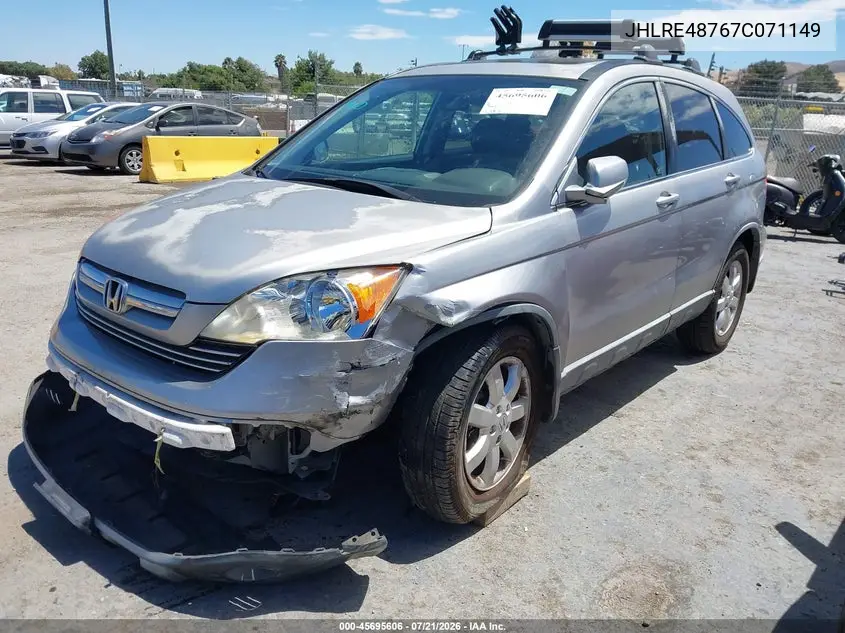2007 Honda Cr-V Ex-L VIN: JHLRE48767C071149 Lot: 45695606