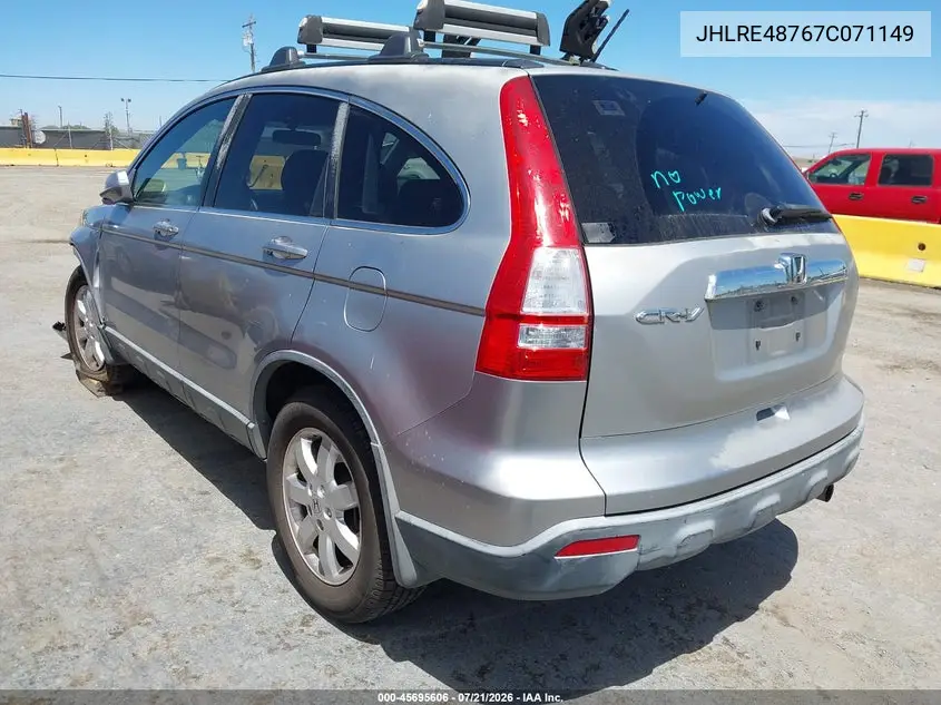 2007 Honda Cr-V Ex-L VIN: JHLRE48767C071149 Lot: 45695606