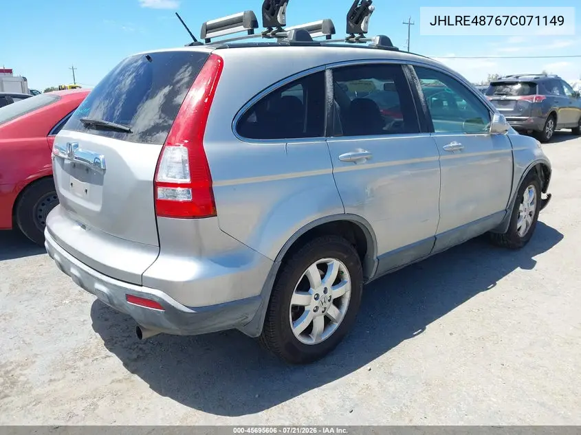 2007 Honda Cr-V Ex-L VIN: JHLRE48767C071149 Lot: 45695606