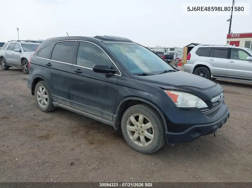 2008 Honda Cr-V Ex VIN: 5J6RE48598L801580 Lot: 30094323