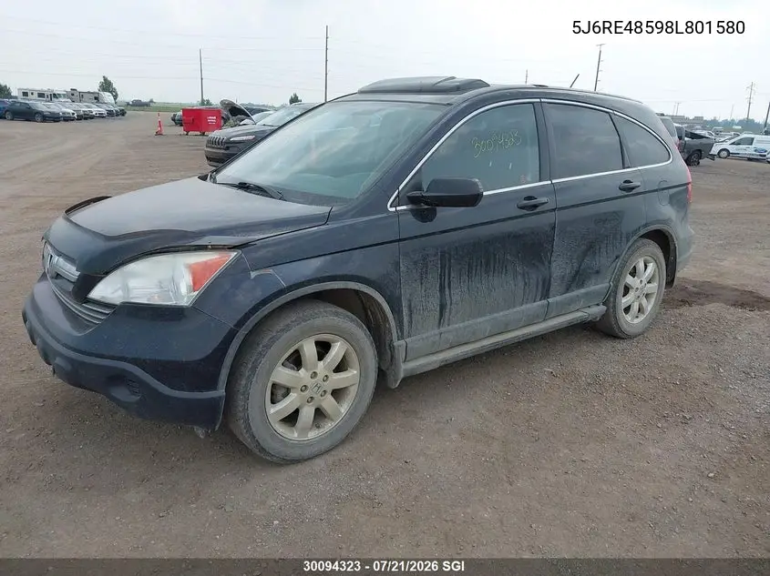2008 Honda Cr-V Ex VIN: 5J6RE48598L801580 Lot: 30094323