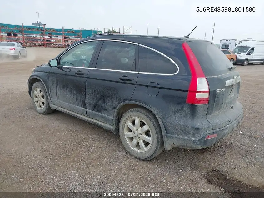 2008 Honda Cr-V Ex VIN: 5J6RE48598L801580 Lot: 30094323