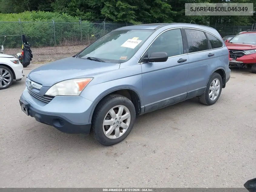 2008 Honda Cr-V Ex VIN: 5J6RE48508L046349 Lot: 45646324