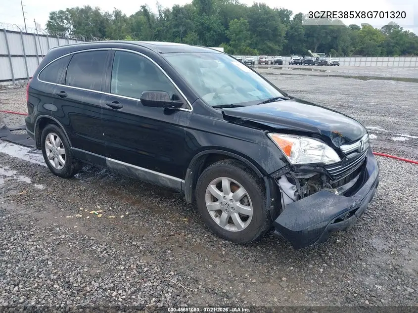 2008 Honda Cr-V Ex VIN: 3CZRE385X8G701320 Lot: 45651080