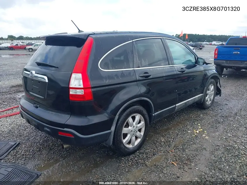 2008 Honda Cr-V Ex VIN: 3CZRE385X8G701320 Lot: 45651080