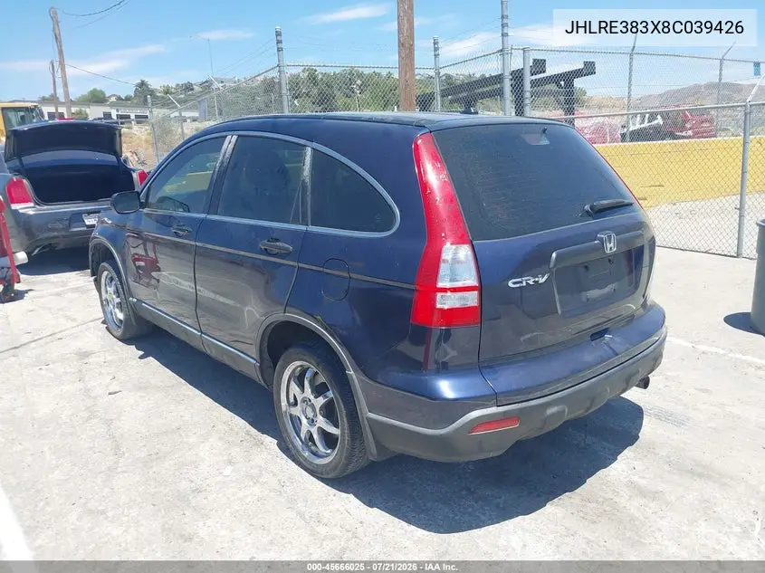 2008 Honda Cr-V Lx VIN: JHLRE383X8C039426 Lot: 45666025