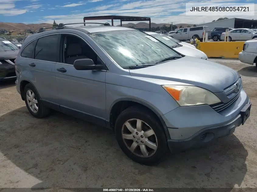 2008 Honda Cr-V Ex VIN: JHLRE48508C054721 Lot: 45687140
