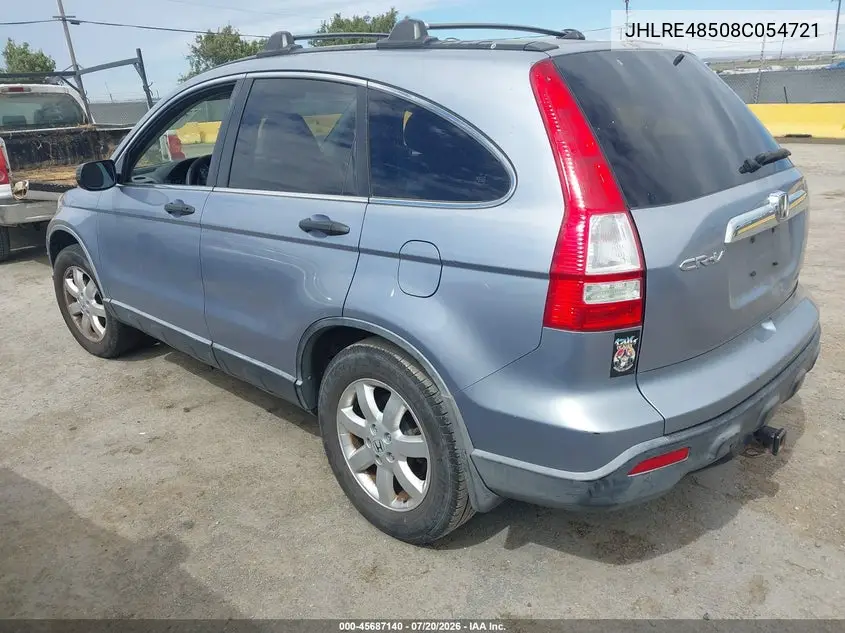 2008 Honda Cr-V Ex VIN: JHLRE48508C054721 Lot: 45687140
