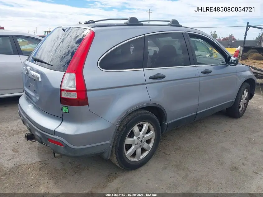 2008 Honda Cr-V Ex VIN: JHLRE48508C054721 Lot: 45687140