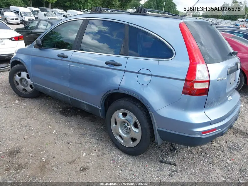 2010 Honda Cr-V Lx VIN: 5J6RE3H35AL026578 Lot: 45681456