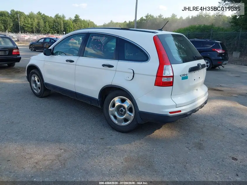 2011 Honda Cr-V Lx VIN: JHLRE4H35BC019839 Lot: 45682028
