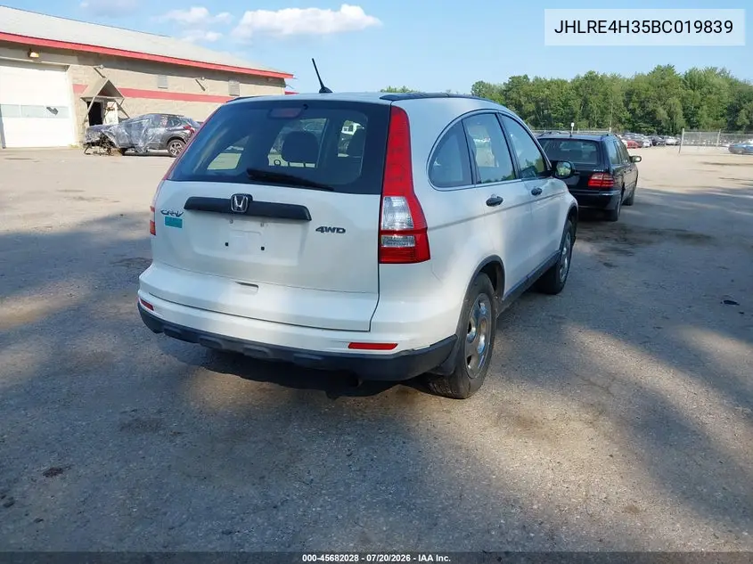 2011 Honda Cr-V Lx VIN: JHLRE4H35BC019839 Lot: 45682028