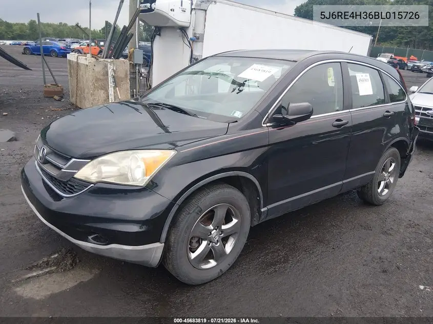 2011 Honda Cr-V Lx VIN: 5J6RE4H36BL015726 Lot: 45683819