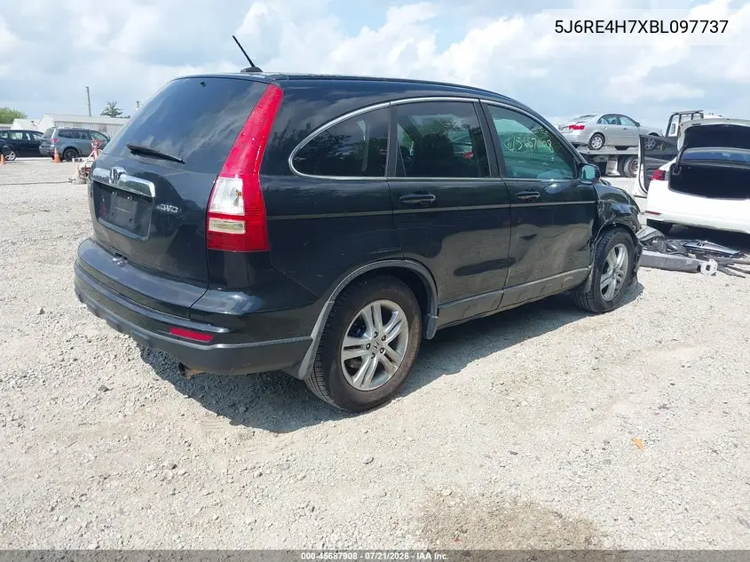 2011 Honda Cr-V Ex-L VIN: 5J6RE4H7XBL097737 Lot: 45687908