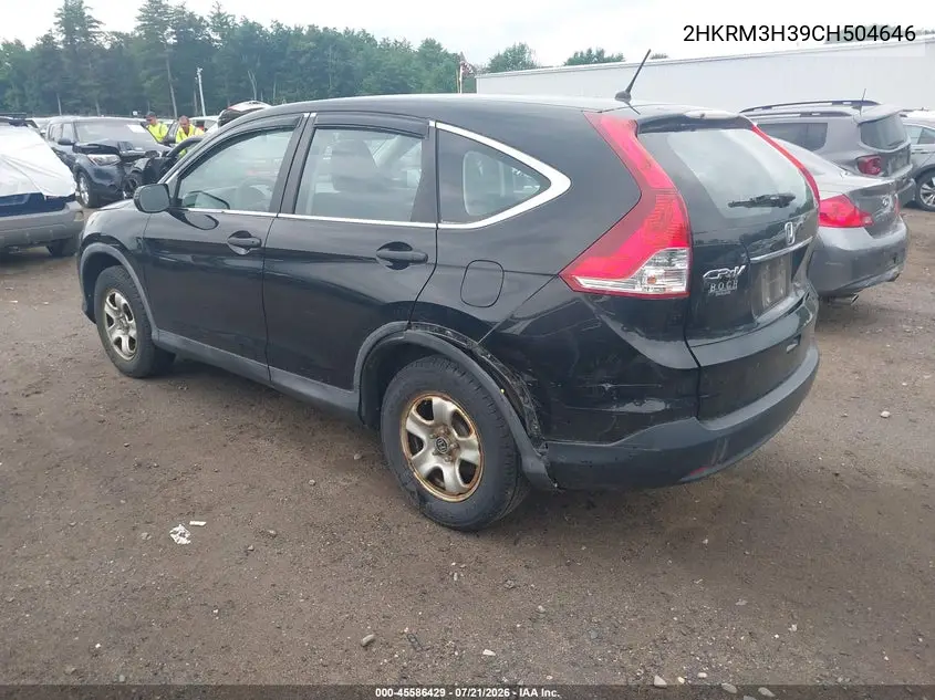 2012 Honda Cr-V Lx VIN: 2HKRM3H39CH504646 Lot: 45586429
