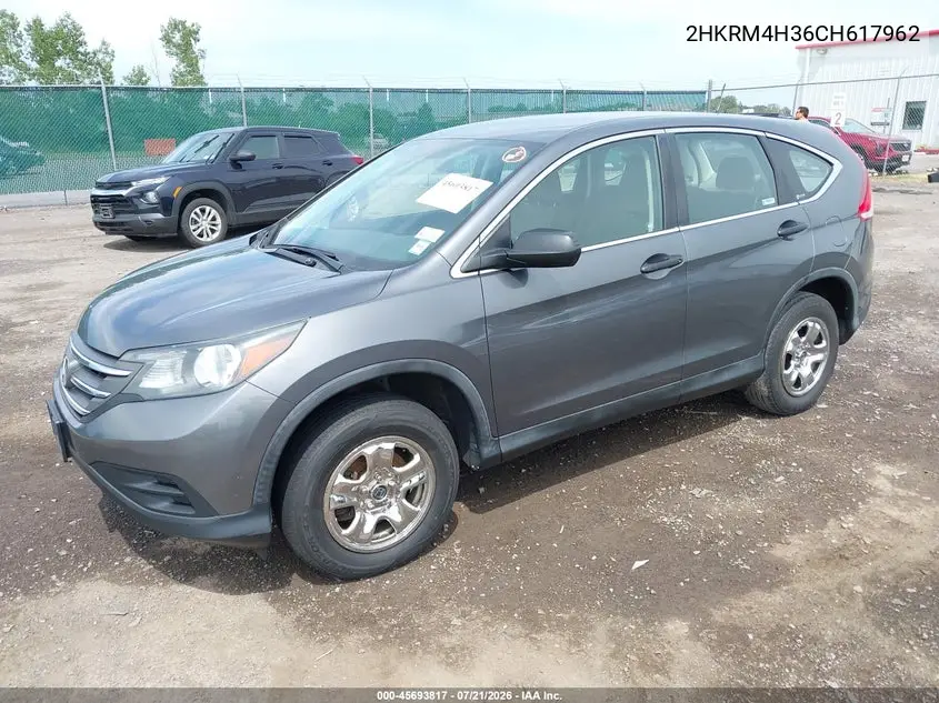2012 Honda Cr-V Lx VIN: 2HKRM4H36CH617962 Lot: 45693817