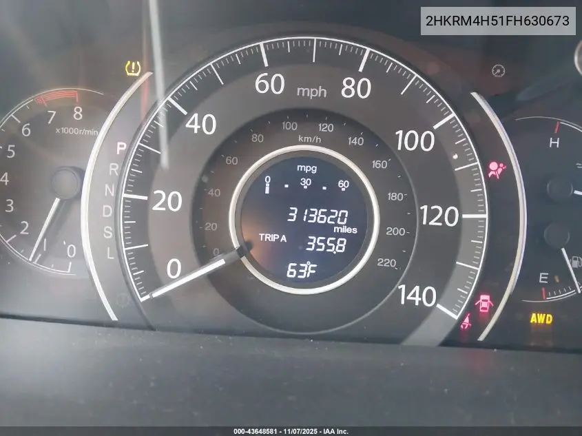 2HKRM4H51FH630673 2015 Honda Cr-V Ex