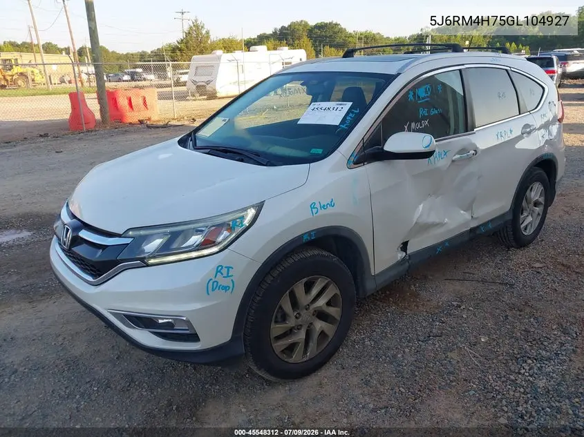 2016 Honda Cr-V Ex-L VIN: 5J6RM4H75GL104927 Lot: 45548312