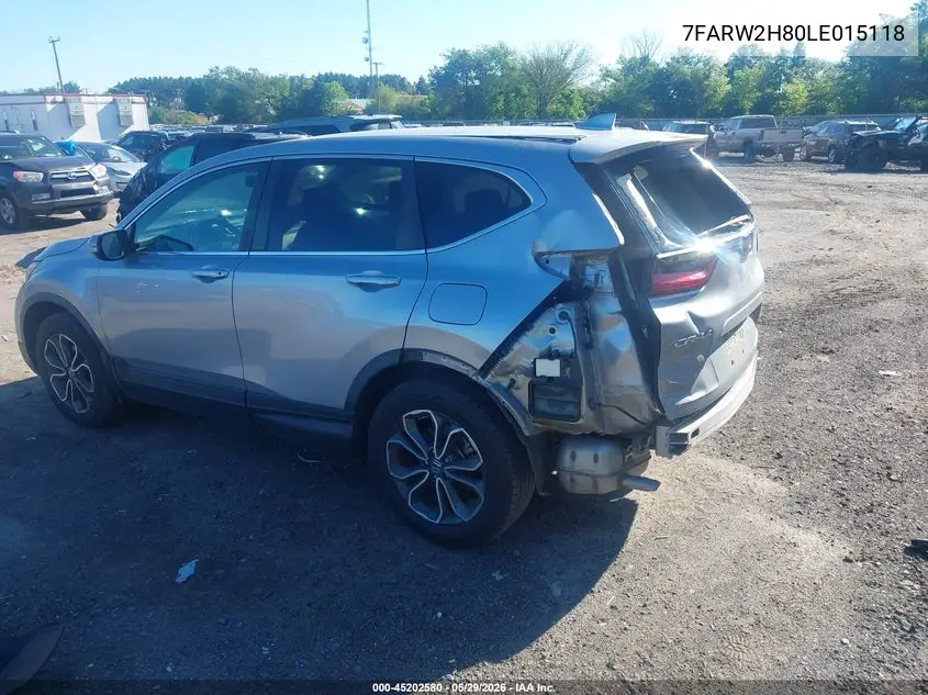 2020 Honda Cr-V Awd Ex-L VIN: 7FARW2H80LE015118 Lot: 45202580