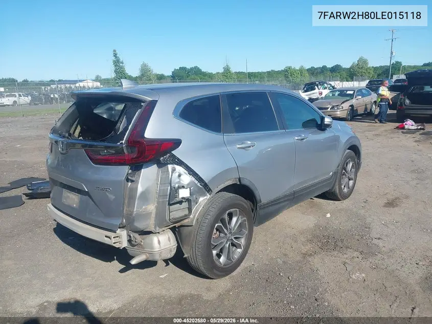 2020 Honda Cr-V Awd Ex-L VIN: 7FARW2H80LE015118 Lot: 45202580