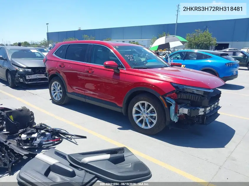 2024 Honda Cr-V Ex-L 2Wd VIN: 2HKRS3H72RH318481 Lot: 45431894
