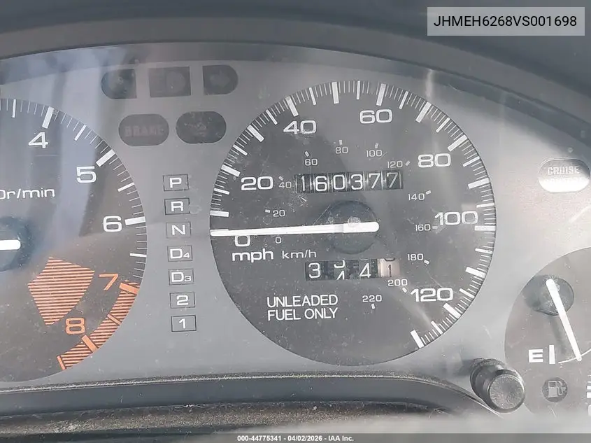 1997 Honda Del Sol Si VIN: JHMEH6268VS001698 Lot: 44775341