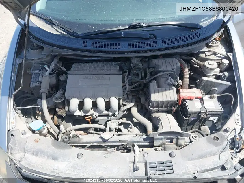 2011 Honda Cr-Z VIN: JHMZF1C68BS800420 Lot: 12624315