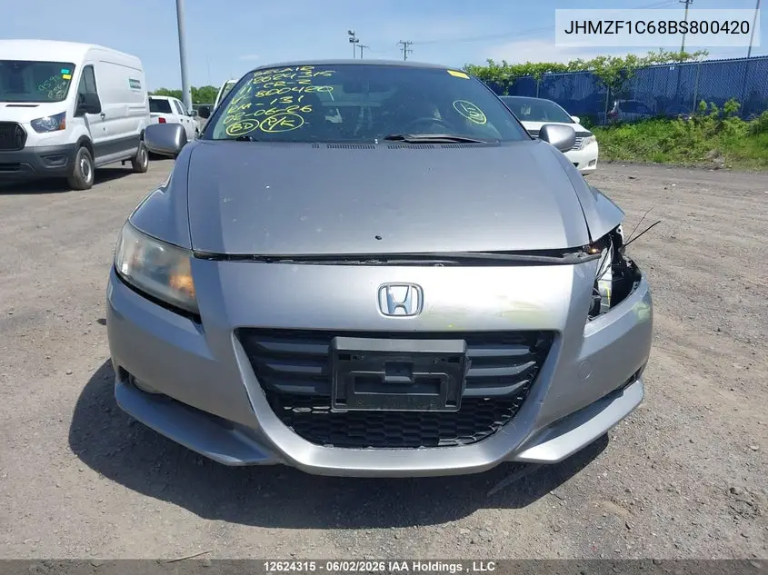 2011 Honda Cr-Z VIN: JHMZF1C68BS800420 Lot: 12624315