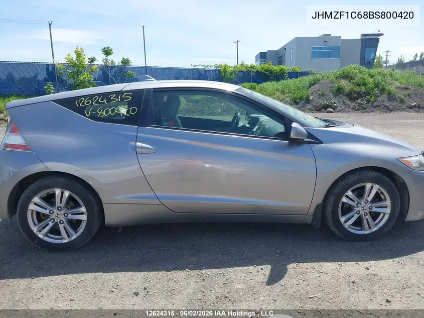 2011 Honda Cr-Z VIN: JHMZF1C68BS800420 Lot: 12624315
