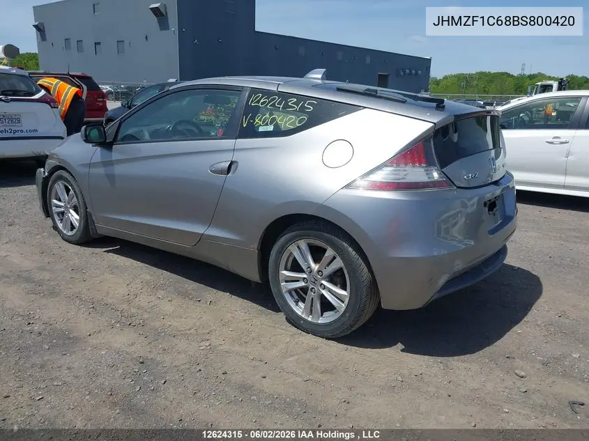 2011 Honda Cr-Z VIN: JHMZF1C68BS800420 Lot: 12624315