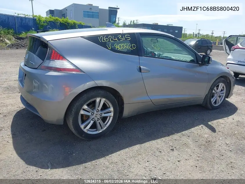 2011 Honda Cr-Z VIN: JHMZF1C68BS800420 Lot: 12624315