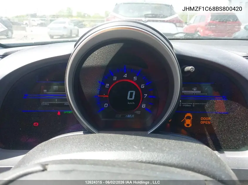 2011 Honda Cr-Z VIN: JHMZF1C68BS800420 Lot: 12624315