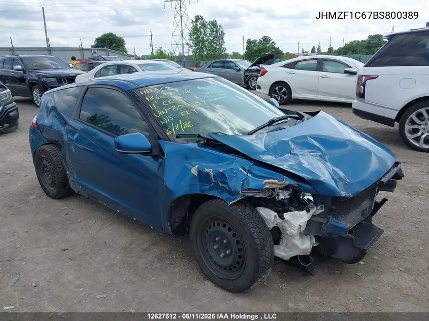 2011 Honda Cr-Z VIN: JHMZF1C67BS800389 Lot: 12627512