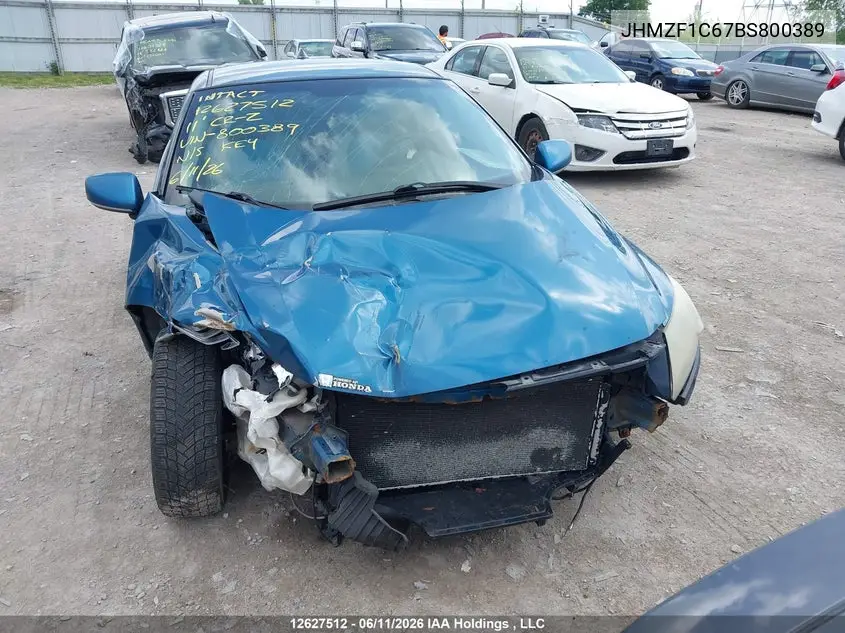 2011 Honda Cr-Z VIN: JHMZF1C67BS800389 Lot: 12627512