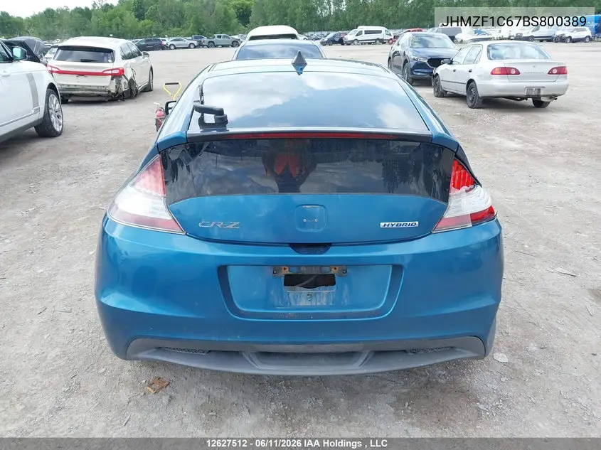 2011 Honda Cr-Z VIN: JHMZF1C67BS800389 Lot: 12627512