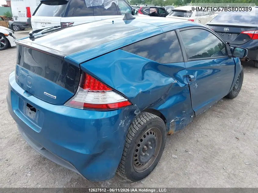 2011 Honda Cr-Z VIN: JHMZF1C67BS800389 Lot: 12627512