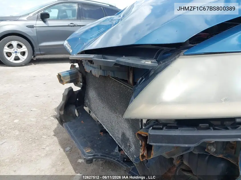 2011 Honda Cr-Z VIN: JHMZF1C67BS800389 Lot: 12627512