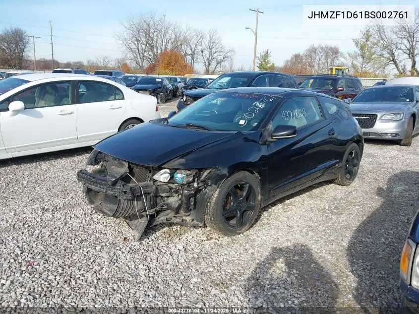 2011 Honda Cr-Z Ex VIN: JHMZF1D61BS002761 Lot: 43778104