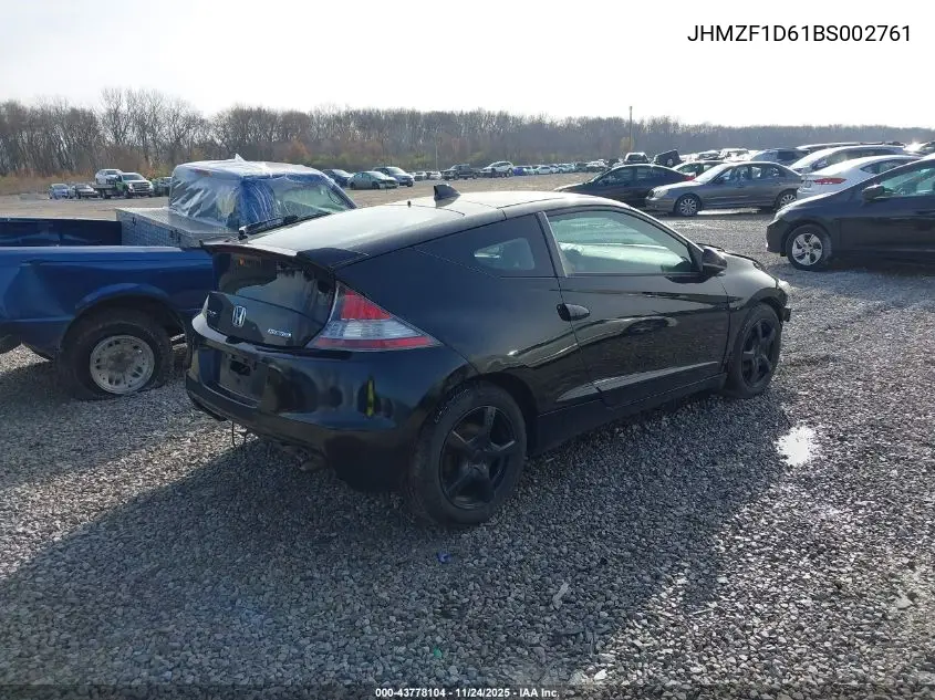 2011 Honda Cr-Z Ex VIN: JHMZF1D61BS002761 Lot: 43778104