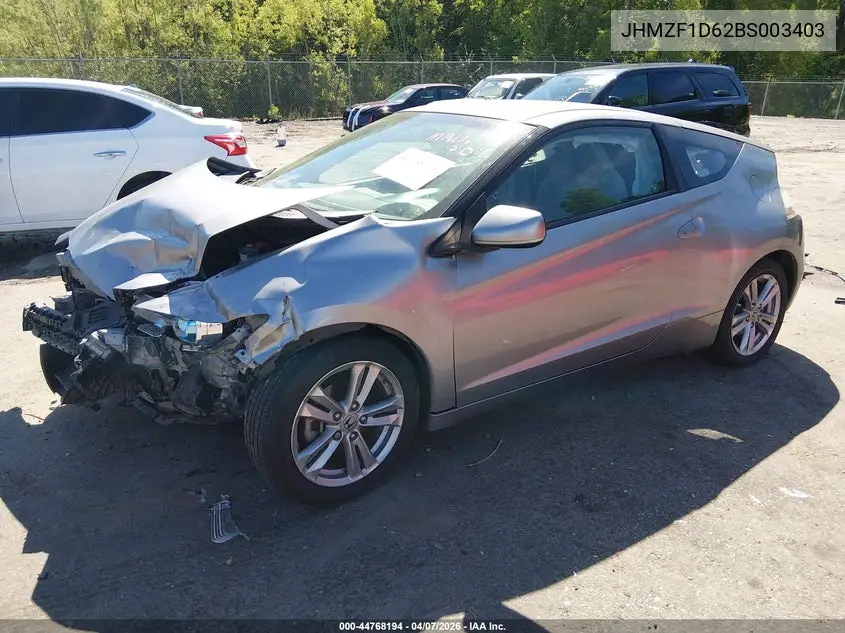 2011 Honda Cr-Z Ex VIN: JHMZF1D62BS003403 Lot: 44768194