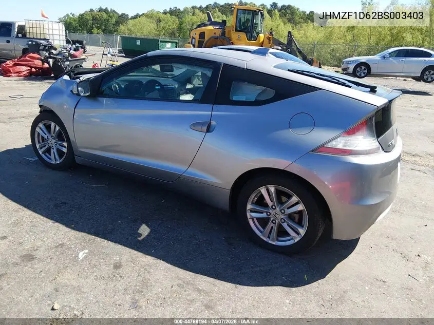2011 Honda Cr-Z Ex VIN: JHMZF1D62BS003403 Lot: 44768194