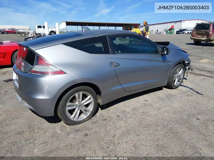 2011 Honda Cr-Z Ex VIN: JHMZF1D62BS003403 Lot: 44768194