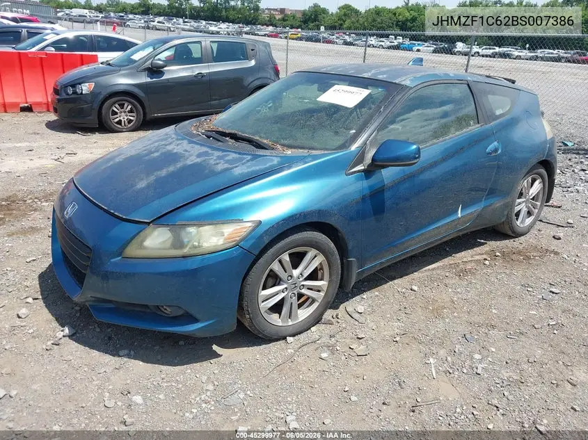2011 Honda Cr-Z Ex VIN: JHMZF1C62BS007386 Lot: 45299977