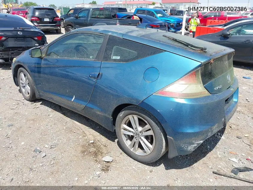 2011 Honda Cr-Z Ex VIN: JHMZF1C62BS007386 Lot: 45299977