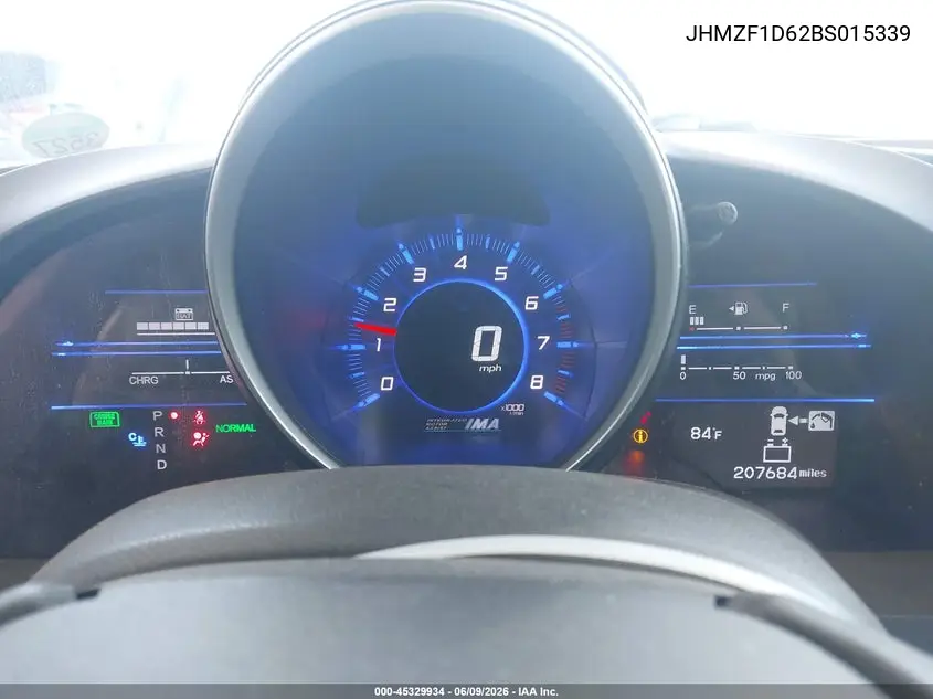 2011 Honda Cr-Z Ex VIN: JHMZF1D62BS015339 Lot: 45329934